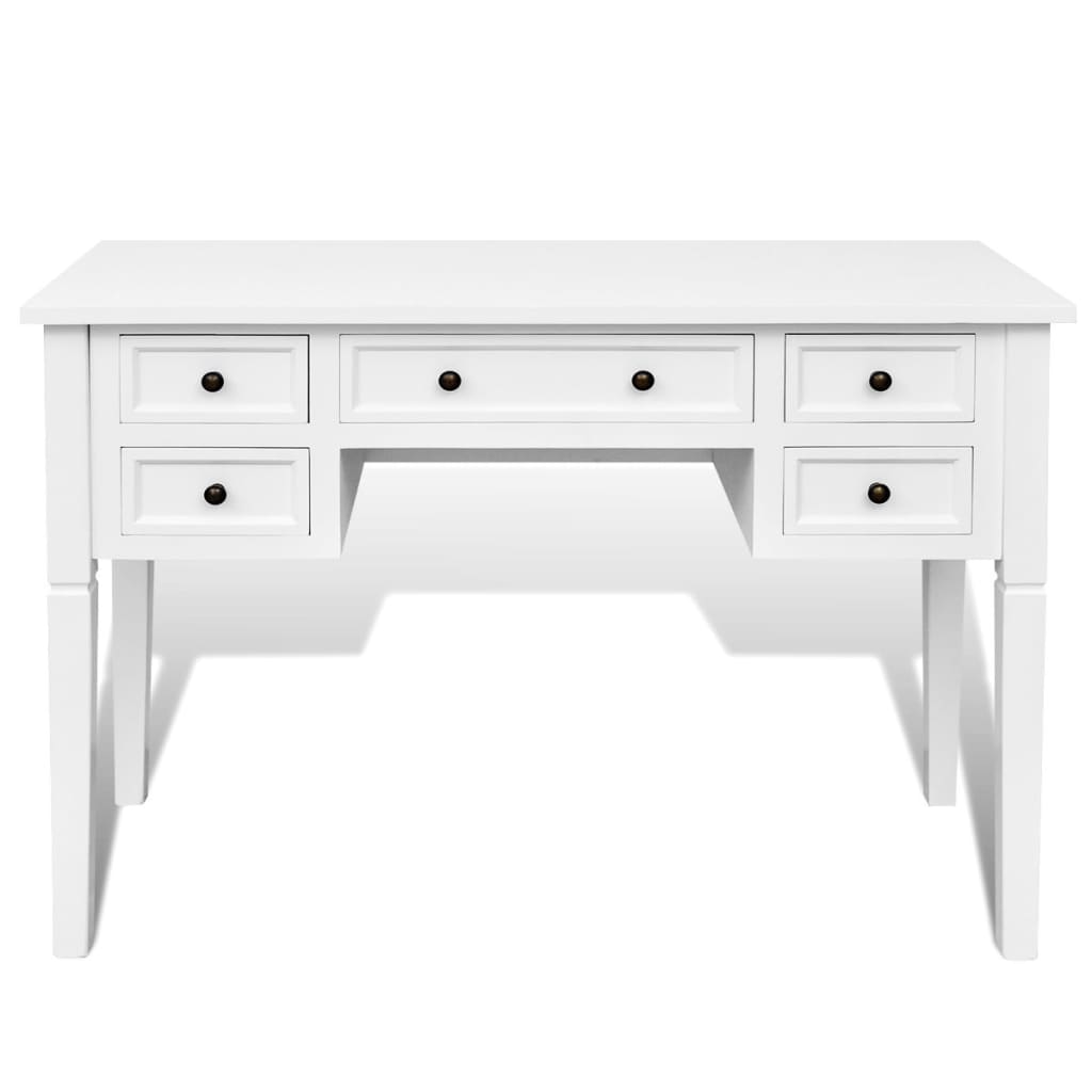 White desk with 5 drawers
