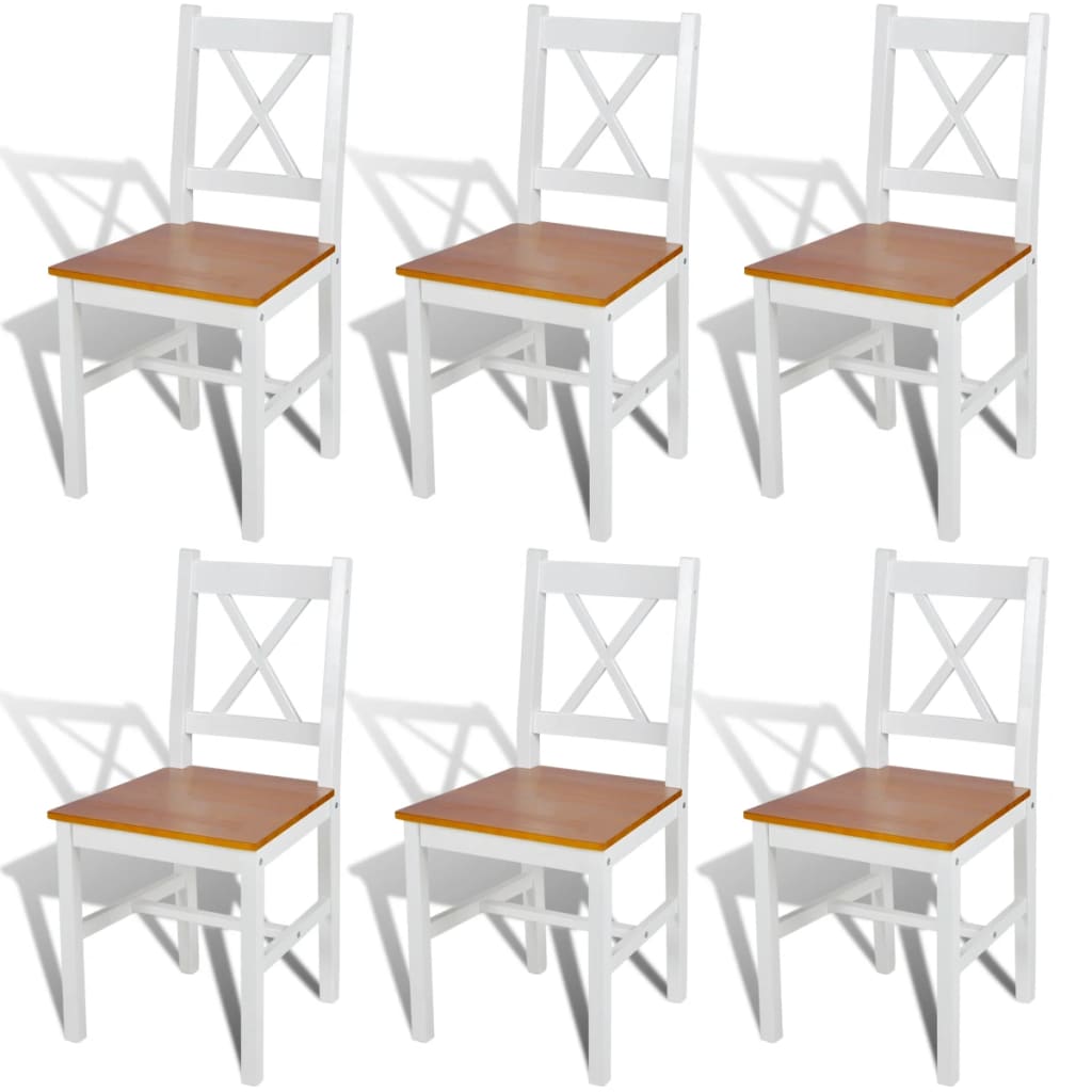 Dining chairs 6 pcs. White pinewood