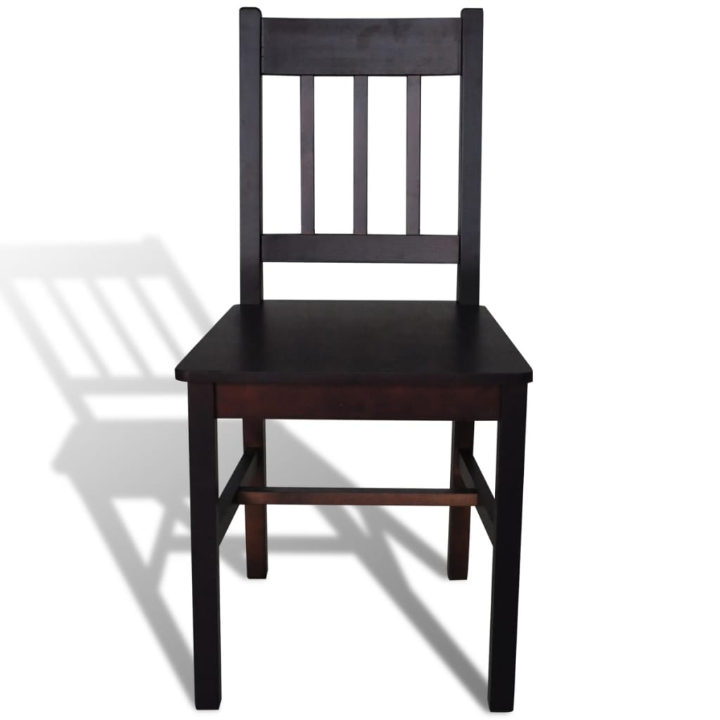 Dining chairs 6 pcs. Dark brown pinewood