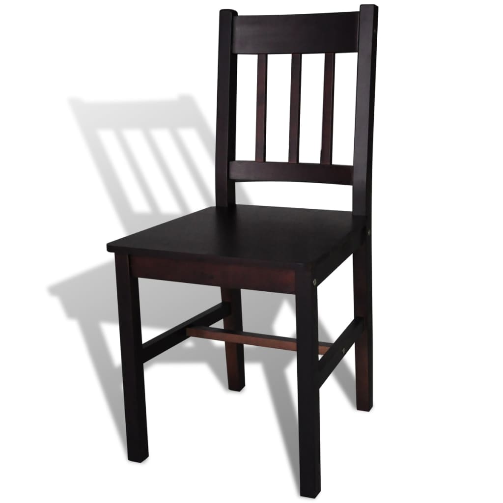 Dining chairs 6 pcs. Dark brown pinewood