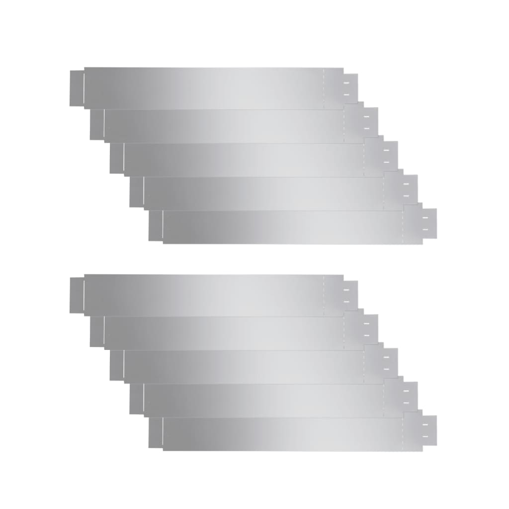 Flexible lawn edging set of 10 galvanized steel 100x14 cm