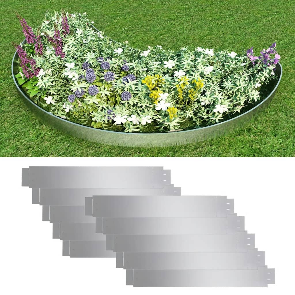 Flexible lawn edging set of 10 galvanized steel 100x14 cm