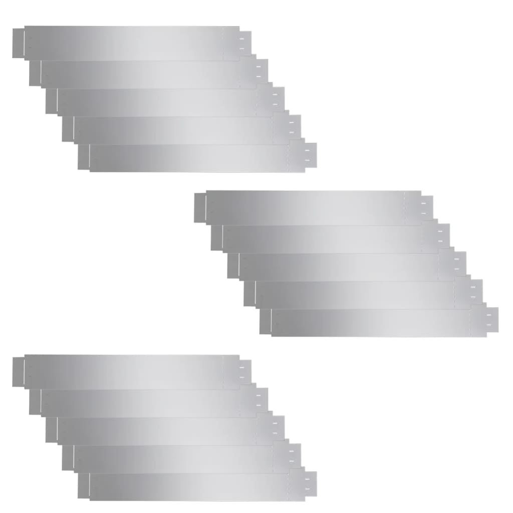 Flexible lawn edging set of 15 galvanized steel 100x14 cm