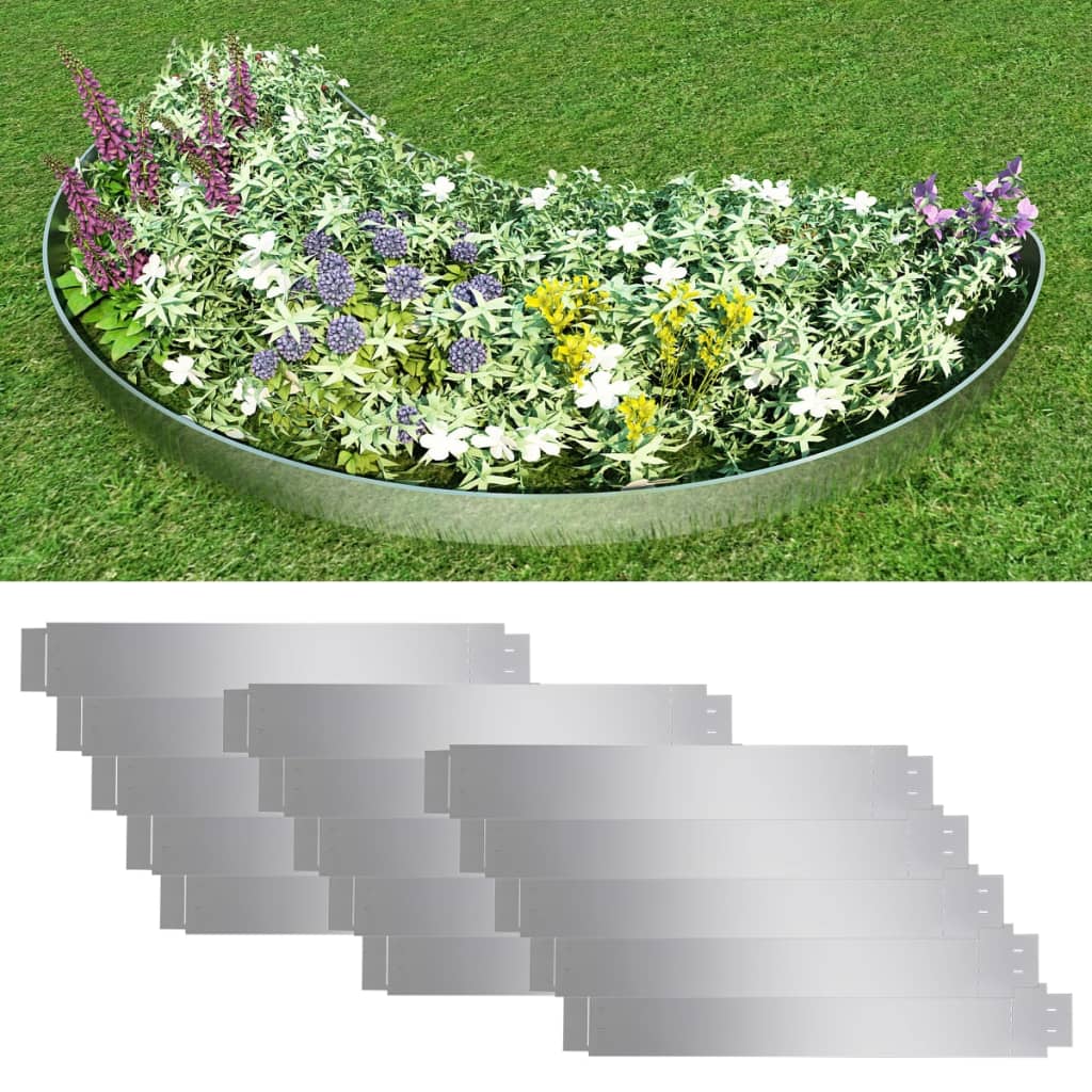 Flexible lawn edging set of 15 galvanized steel 100x14 cm