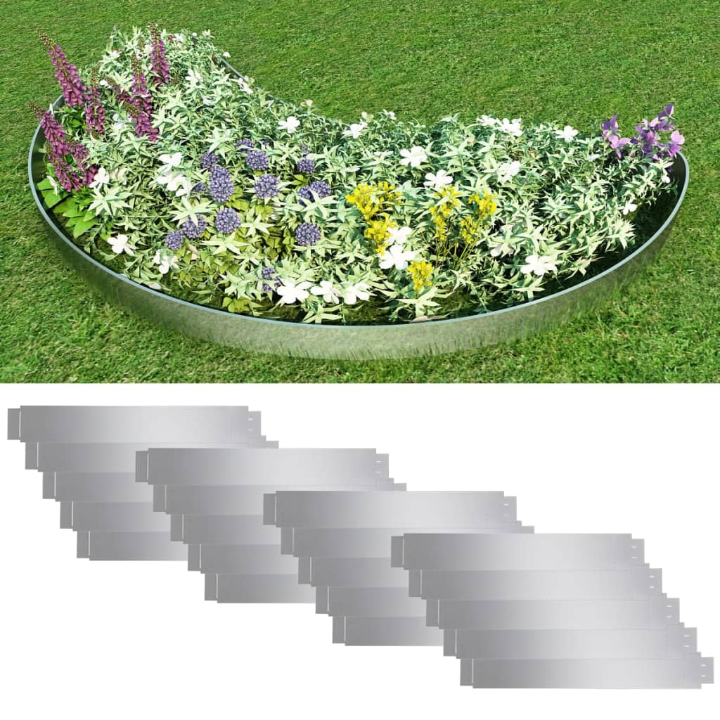 Flexible lawn edging set of 20 galvanized steel 100x14 cm