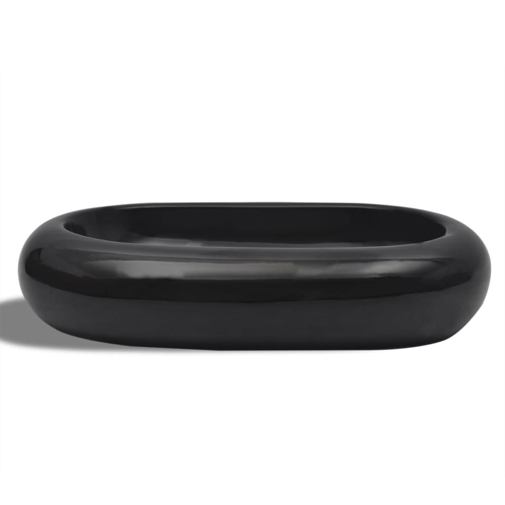 Keramik Waschbecken schwarz oval