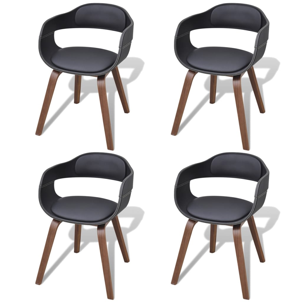 Dining chairs 4 pcs. Black bentwood and imitation leather