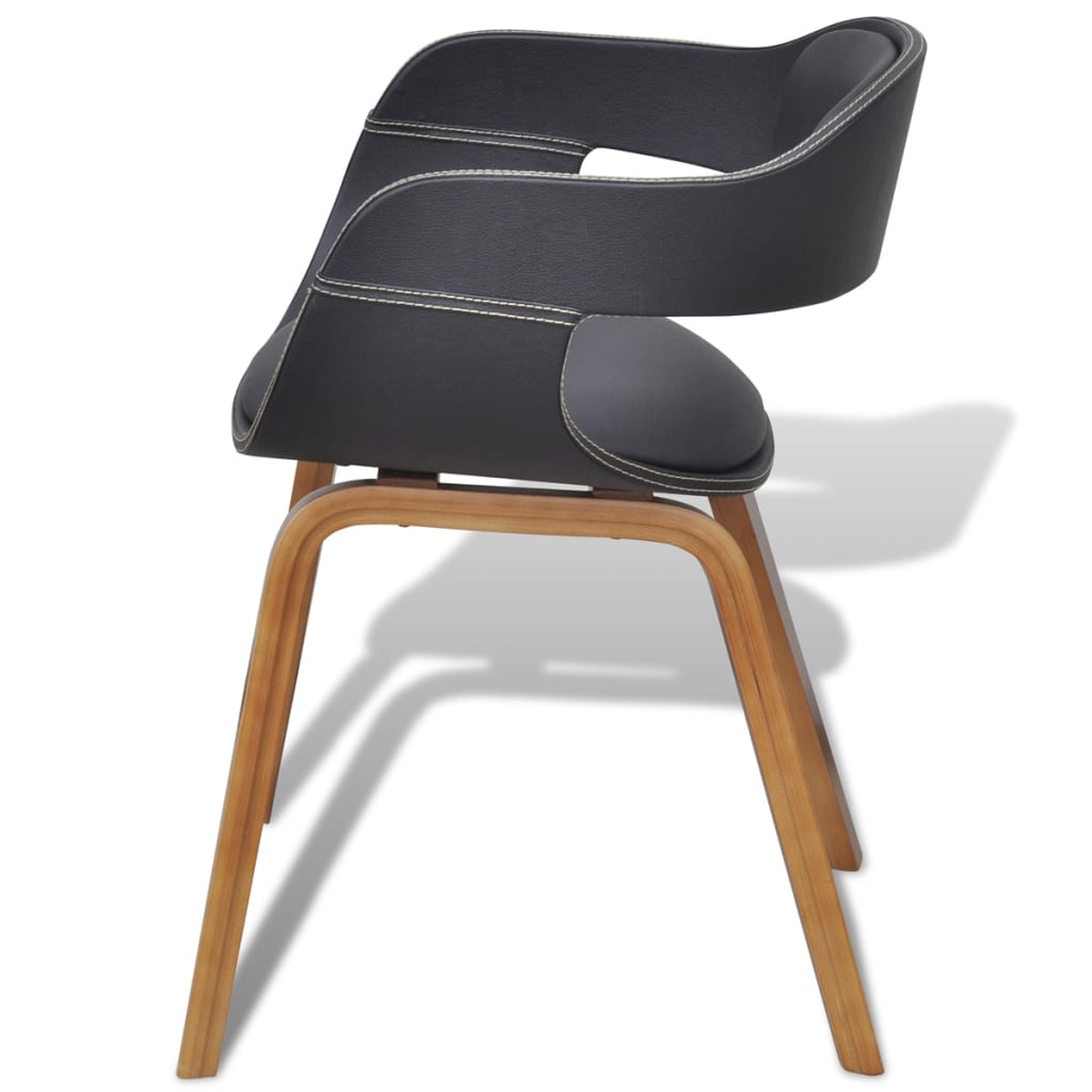 Dining chairs 4 pcs. Black bentwood and imitation leather