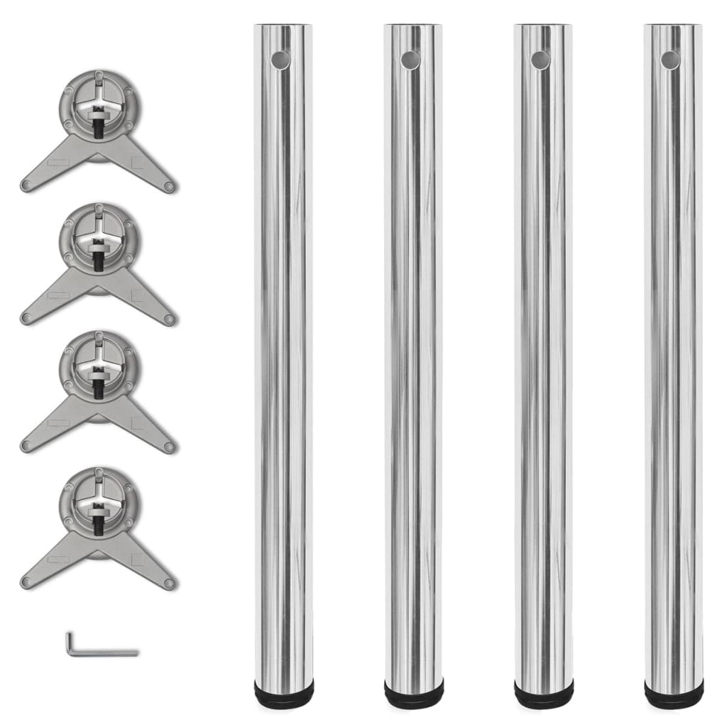 4x height-adjustable table legs chrome 710 mm