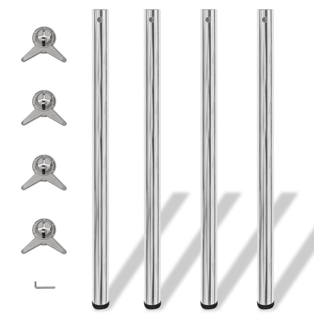 4x height-adjustable table legs chrome 1100 mm