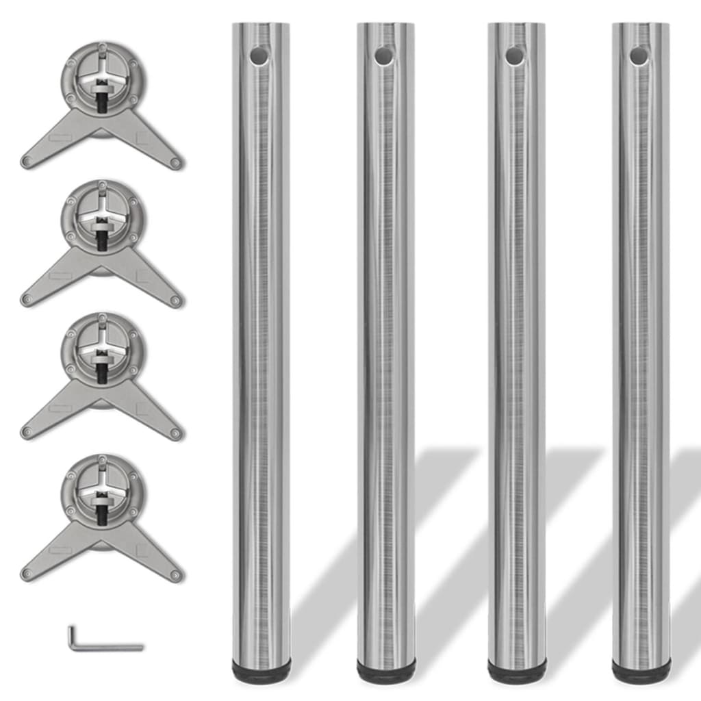 4x height-adjustable table legs brushed nickel 710 mm