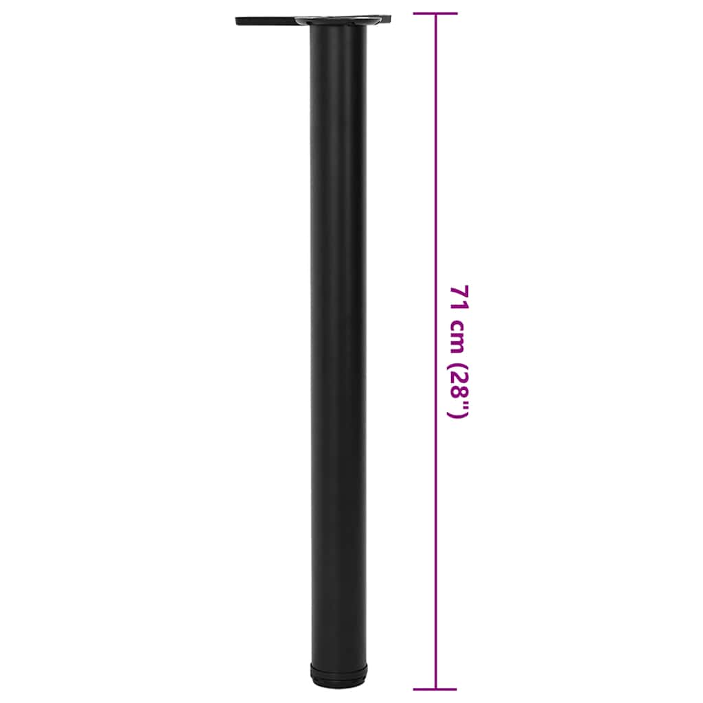 4x height-adjustable table legs black 710 mm