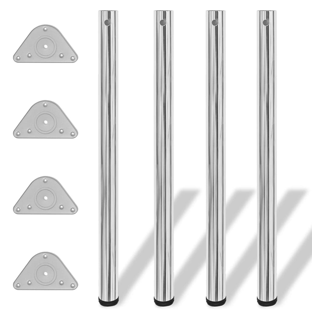 4x height-adjustable table legs chrome 870 mm