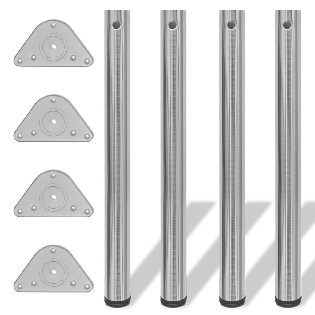4x height-adjustable table legs brushed nickel 710 mm