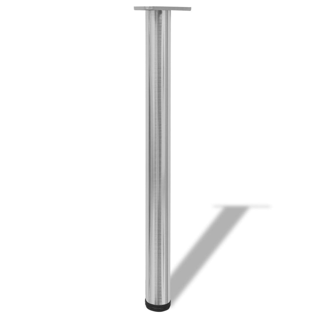 4x height-adjustable table legs brushed nickel 710 mm