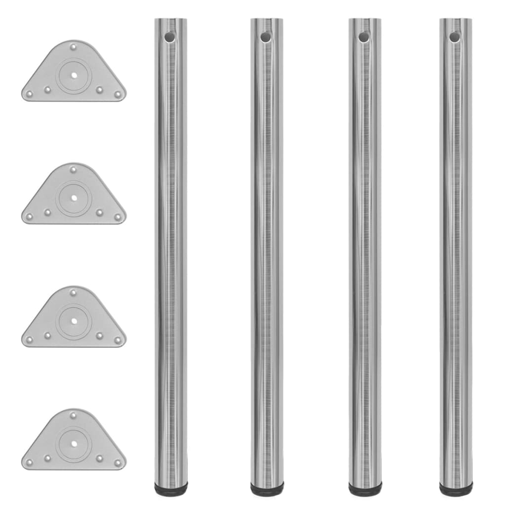 4 height-adjustable table legs brushed nickel 870 mm