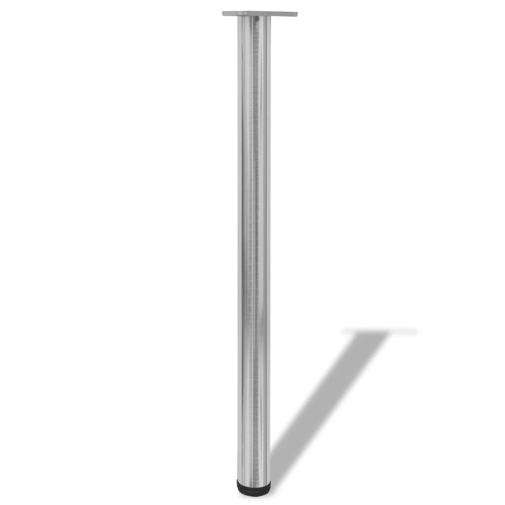 4 height-adjustable table legs brushed nickel 870 mm