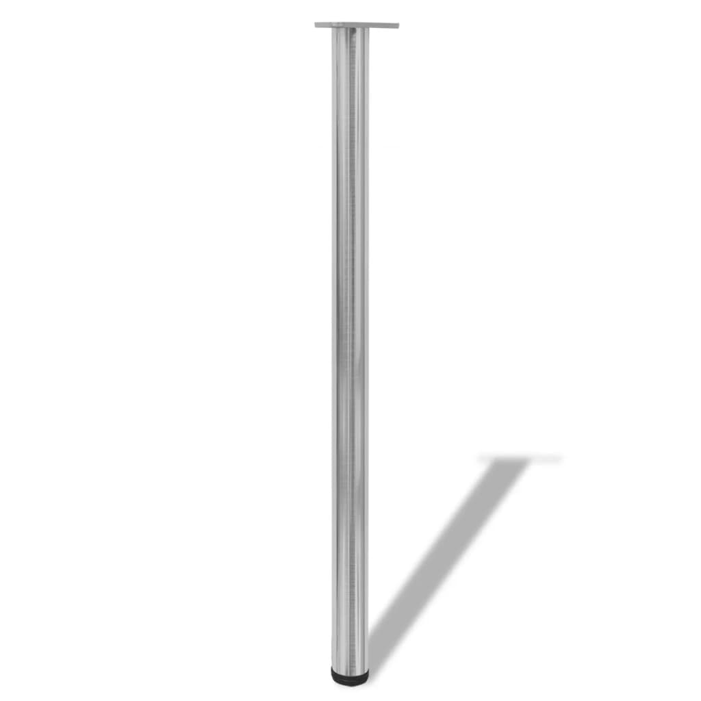 4 height-adjustable table legs brushed nickel 1100 mm