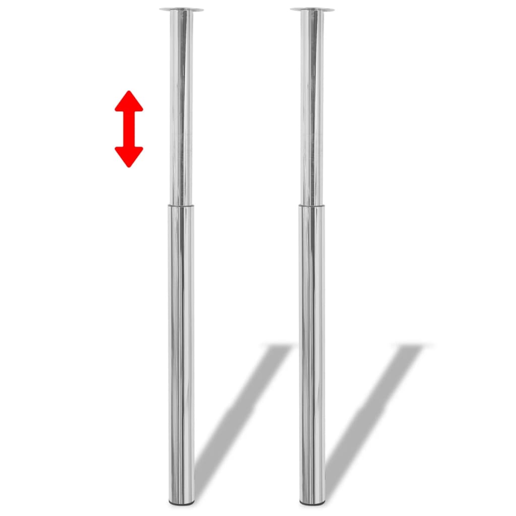 2 x telescopic table foot support foot table leg chrome 710 mm-1100 mm