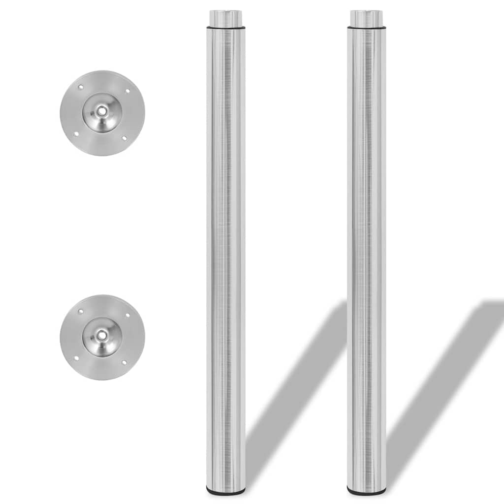 2 x telescopic foot support foot table leg brushed nickel 710mm-1100mm