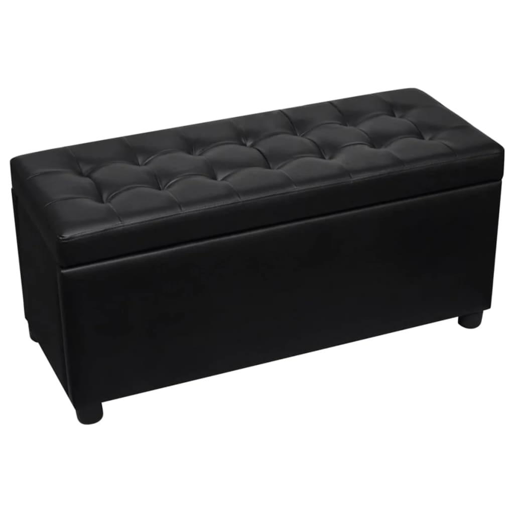 Upholstered Faux Leather Chest Black
