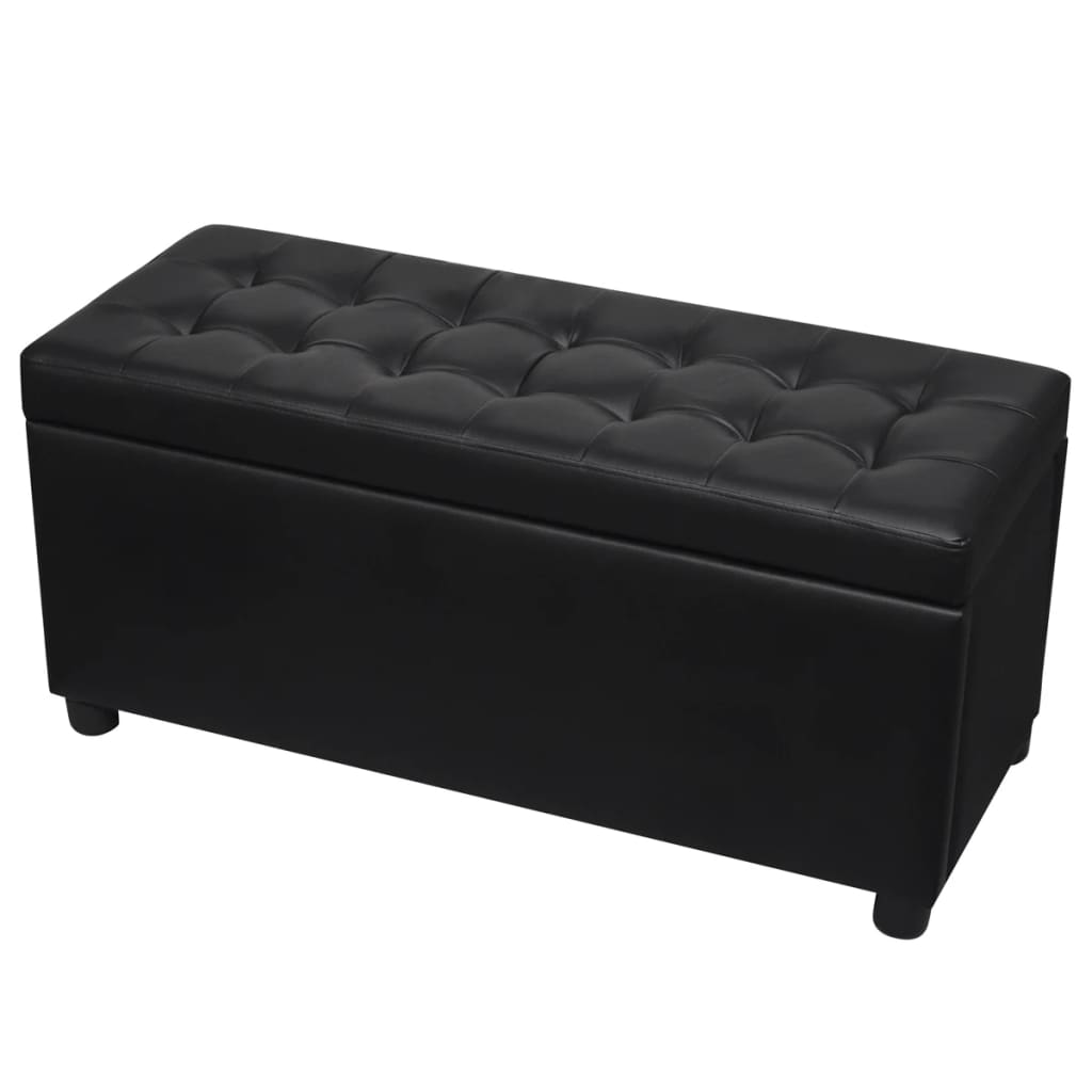 Upholstered Faux Leather Chest Black