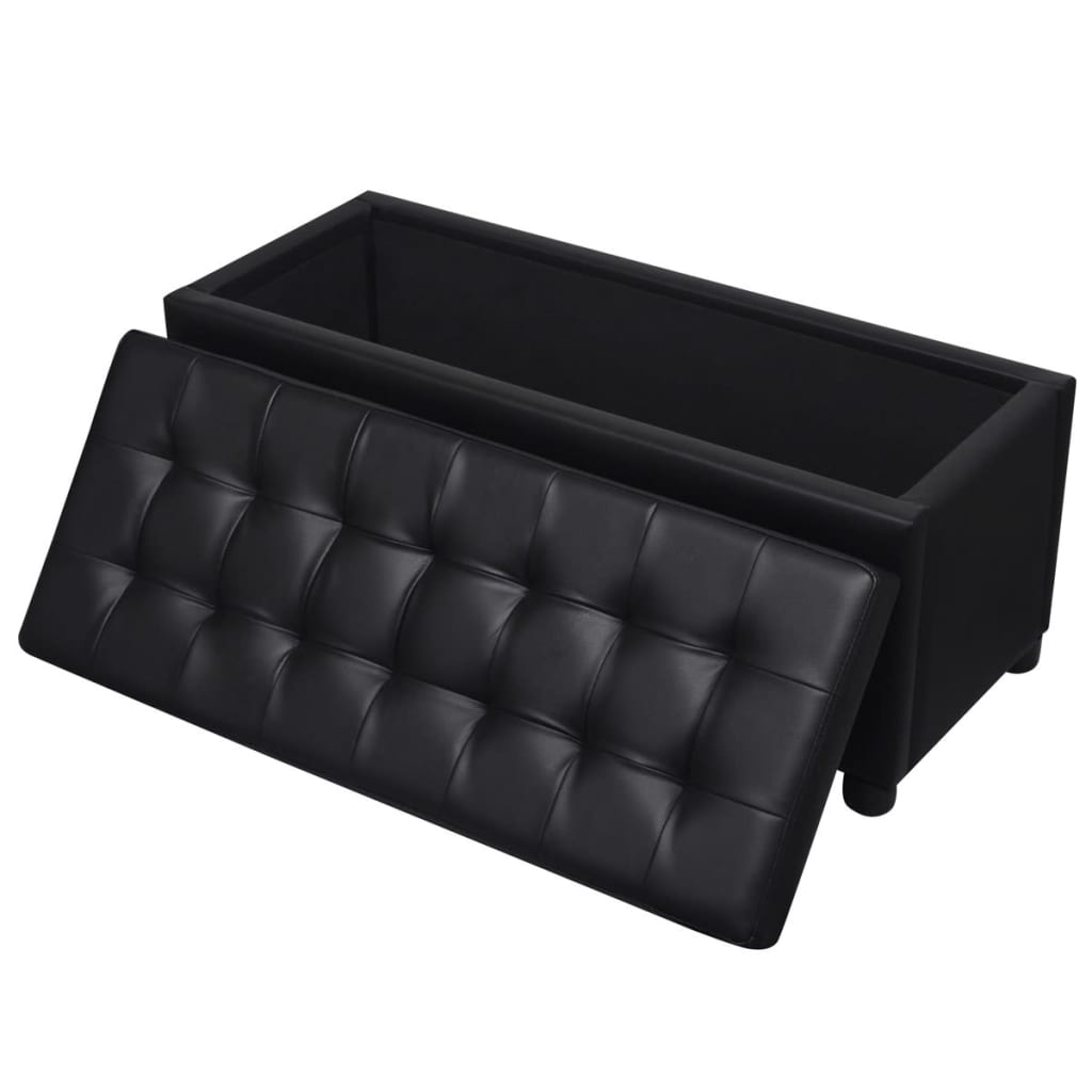 Upholstered Faux Leather Chest Black