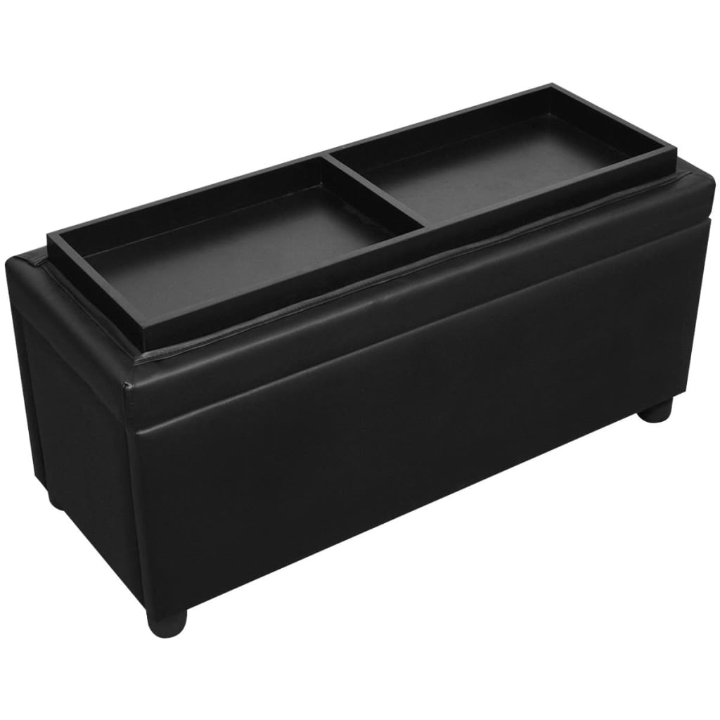 Upholstered Faux Leather Chest Black