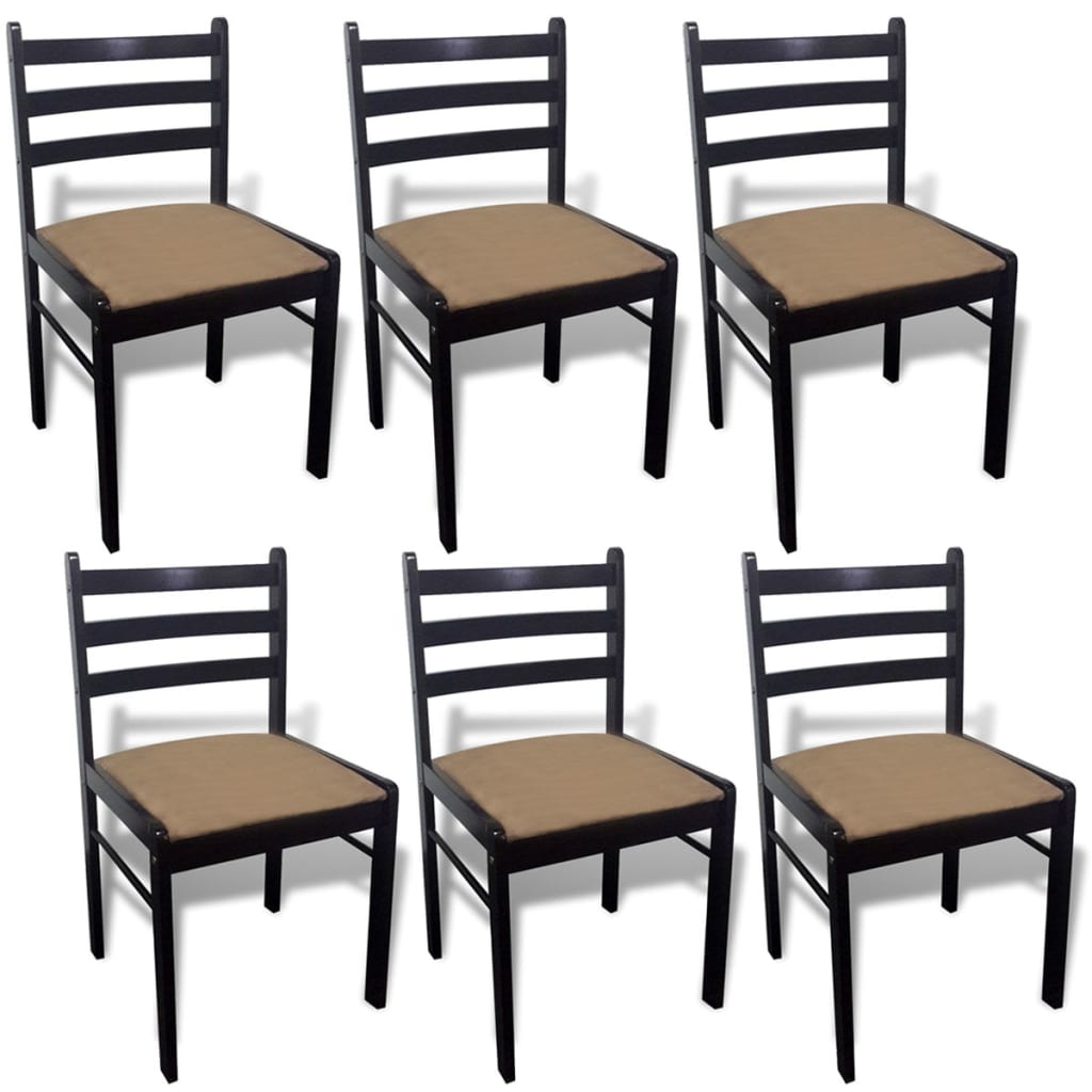 Dining chairs 6 pcs. Brown solid wood and velvet