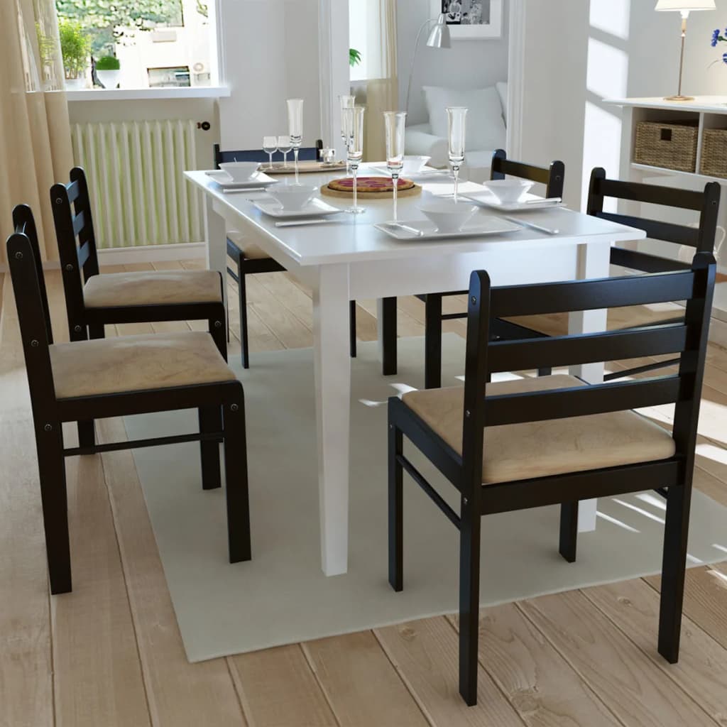 Dining chairs 6 pcs. Brown solid wood and velvet