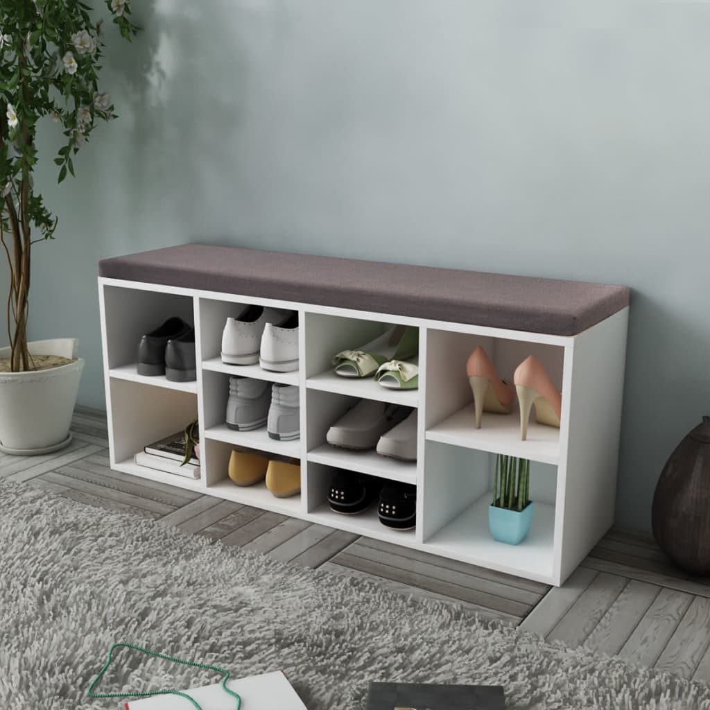 Shoe cabinet shoe bench bench 10 compartments white