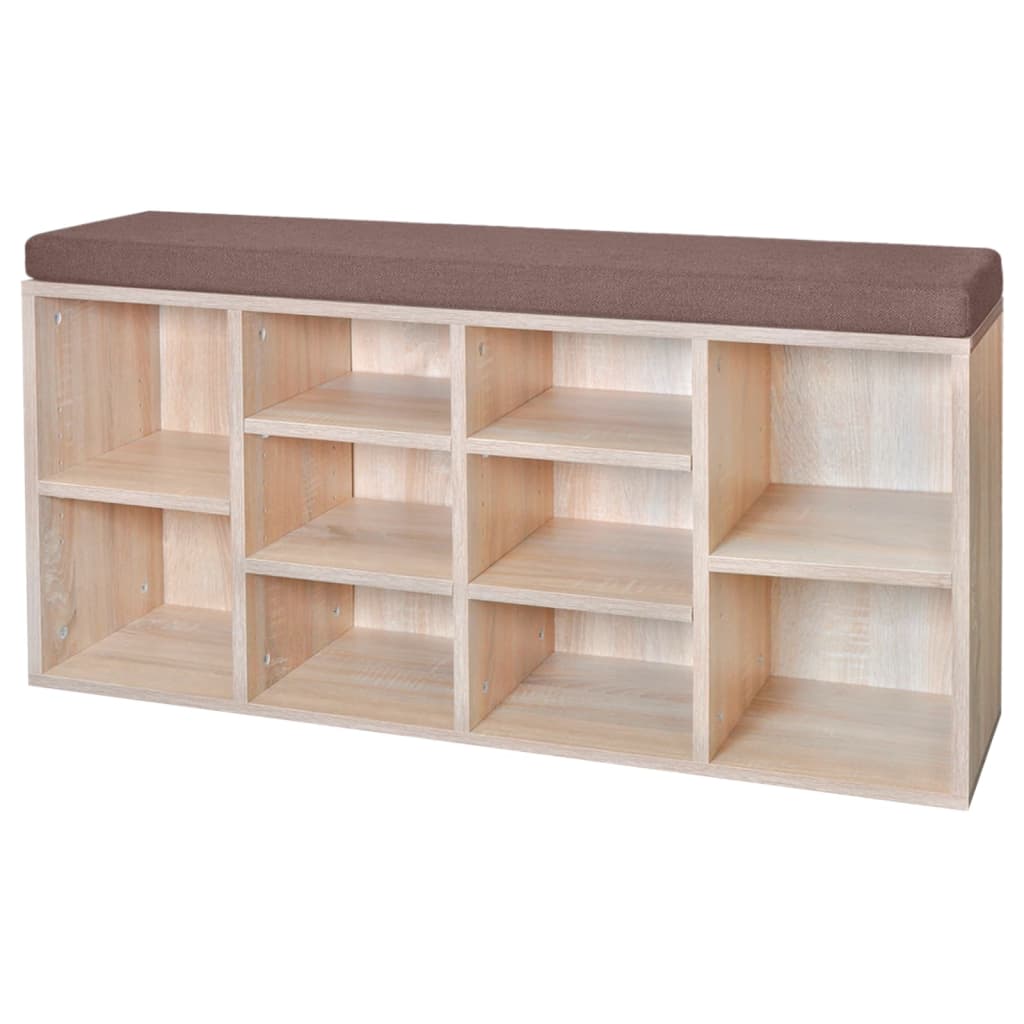 Shoe cabinet shoe bench bench 10 compartments oak color