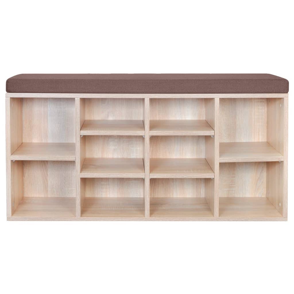 Shoe cabinet shoe bench bench 10 compartments oak color
