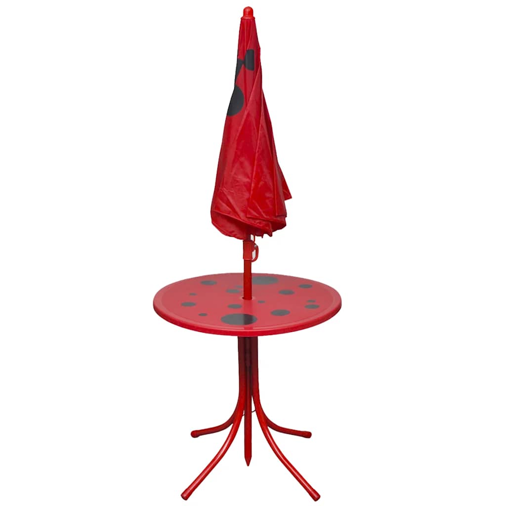 3-piece garden bistro set for children with parasol red