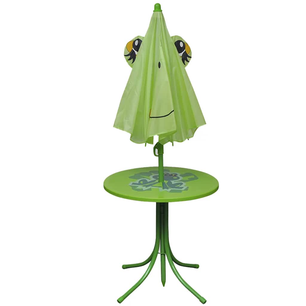 3-piece garden bistro set for children with parasol green