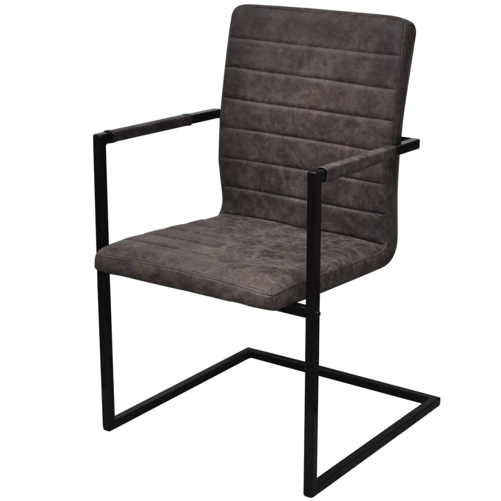 Cantilever chairs 4 pcs. Brown artificial leather