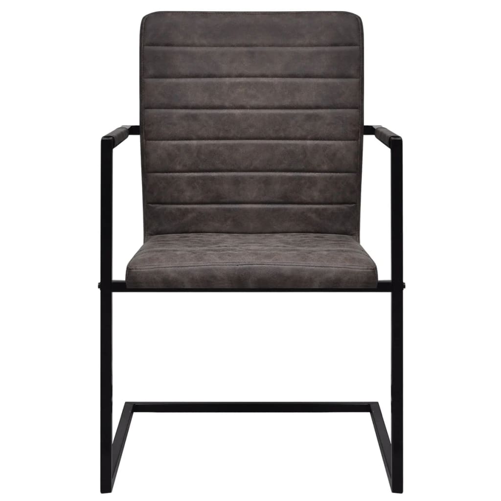 Cantilever chairs 4 pcs. Brown artificial leather