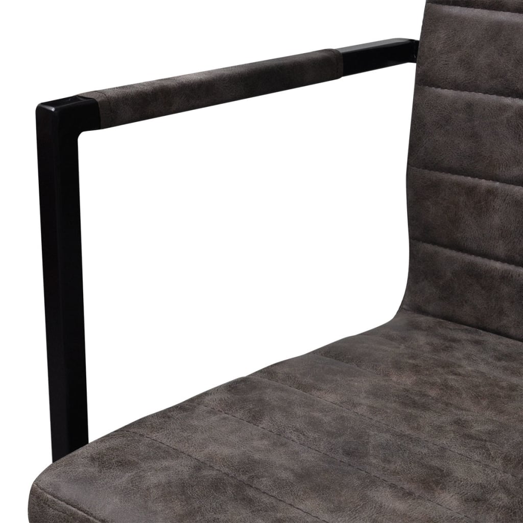 Cantilever chairs 4 pcs. Brown artificial leather