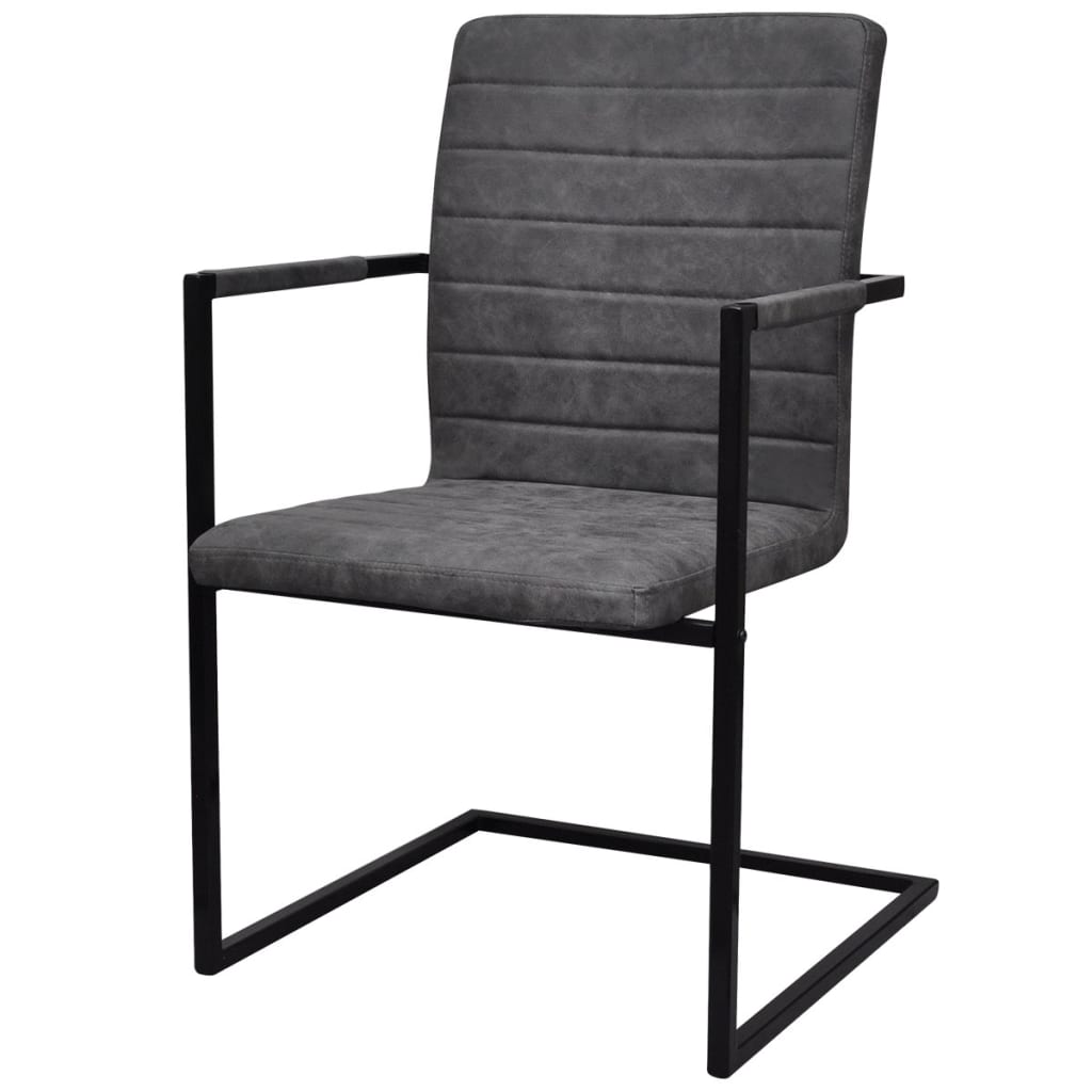 Cantilever chairs 4 pcs. Grey artificial leather