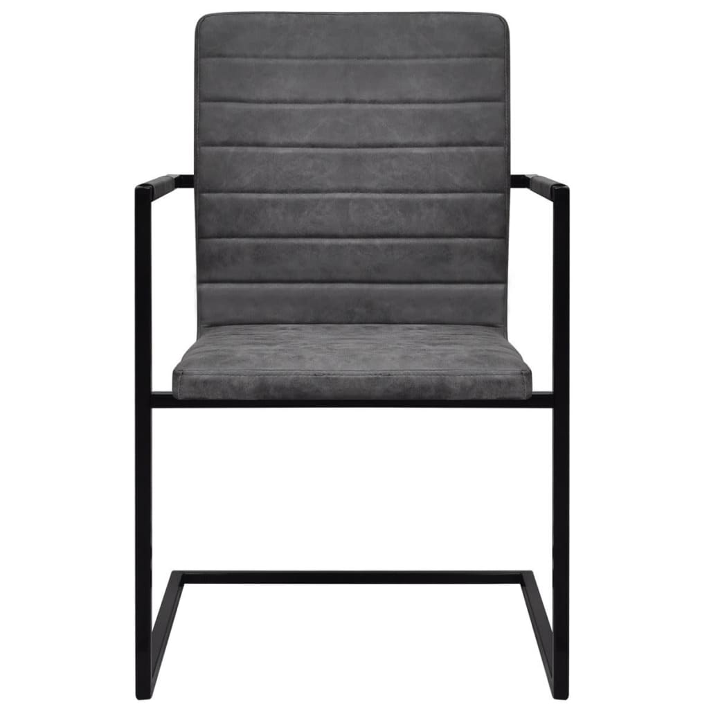 Cantilever chairs 4 pcs. Grey artificial leather