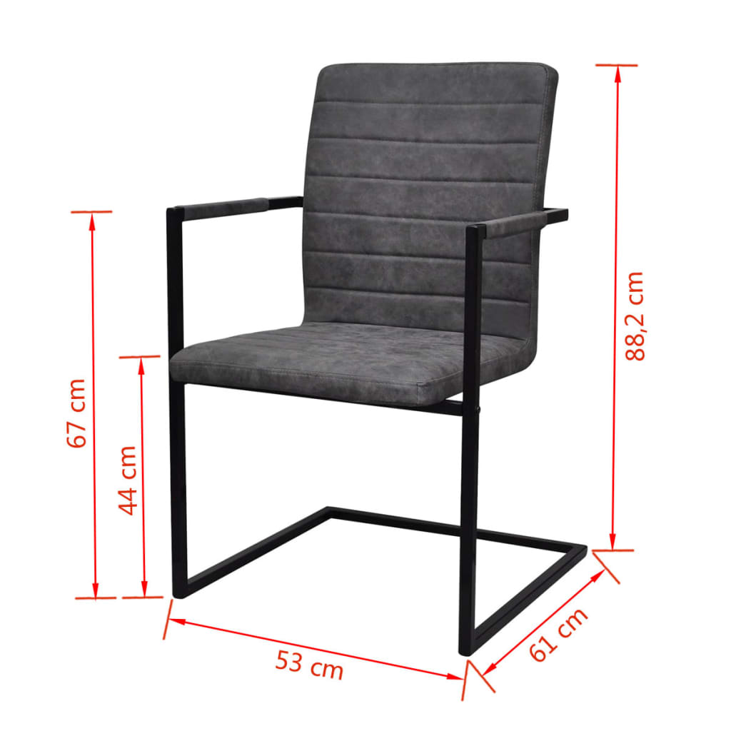 Cantilever chairs 4 pcs. Grey artificial leather