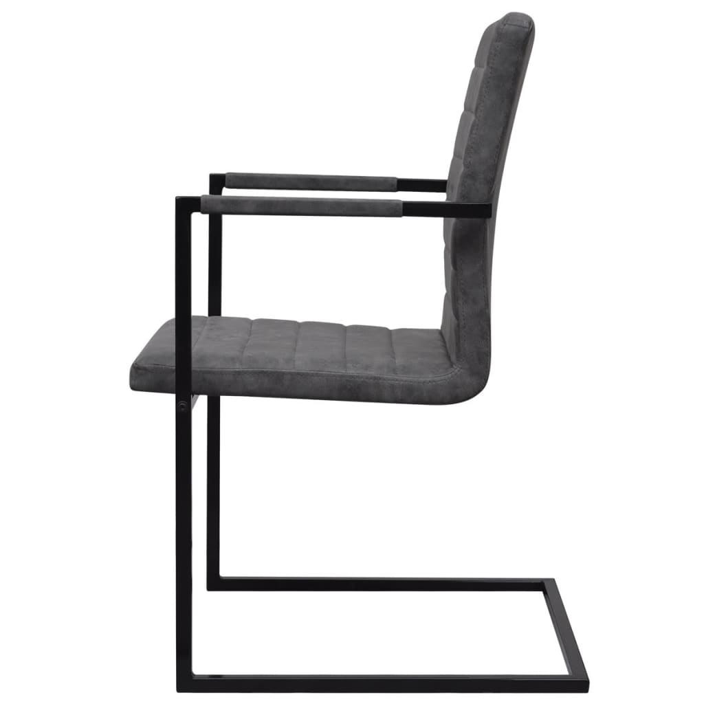 Cantilever chairs 6 pcs. Grey artificial leather