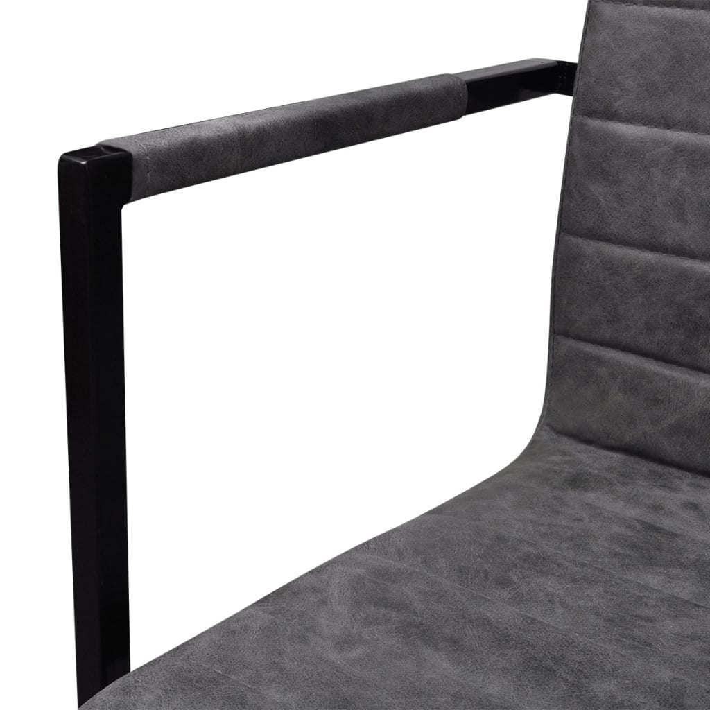 Cantilever chairs 6 pcs. Grey artificial leather