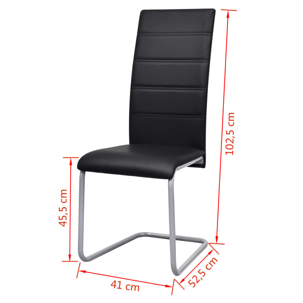 Cantilever chairs 6 pcs. Black artificial leather