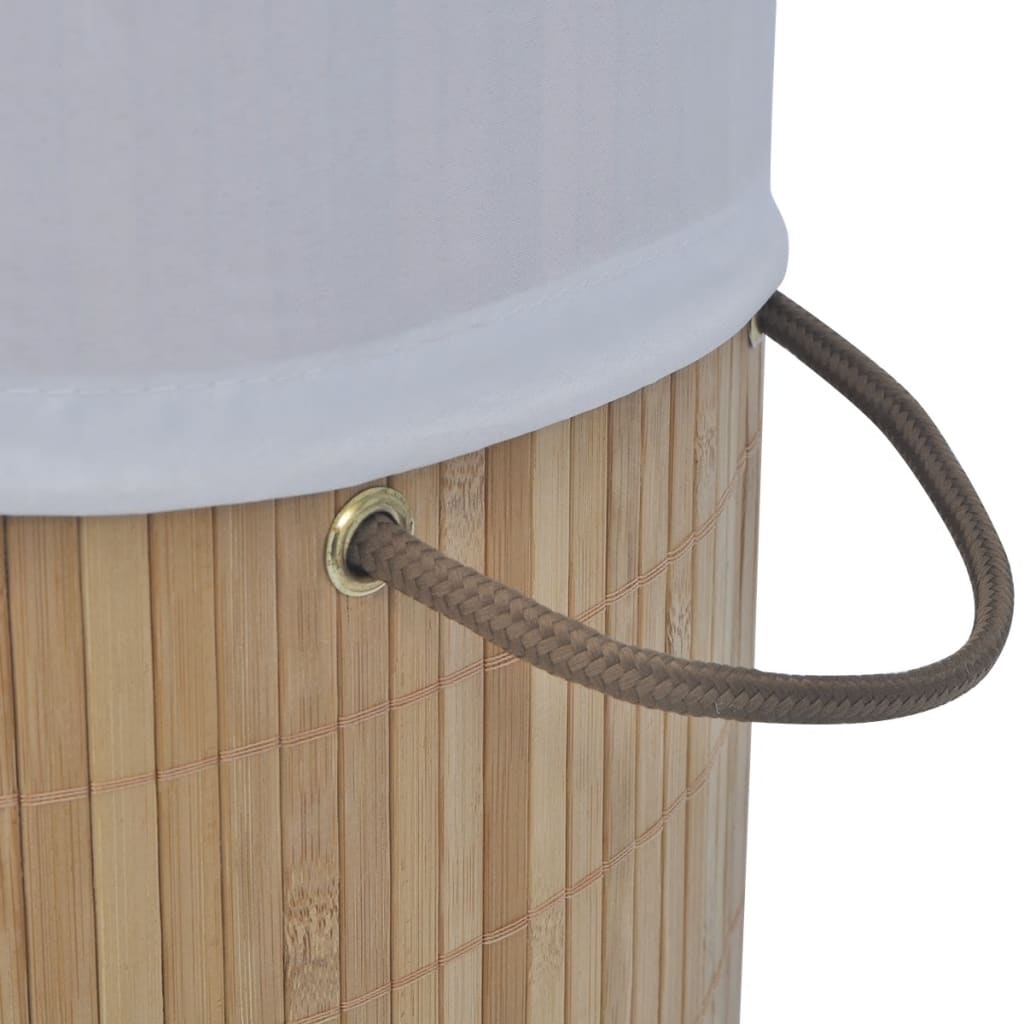 Bamboo Laundry Basket Round Natural