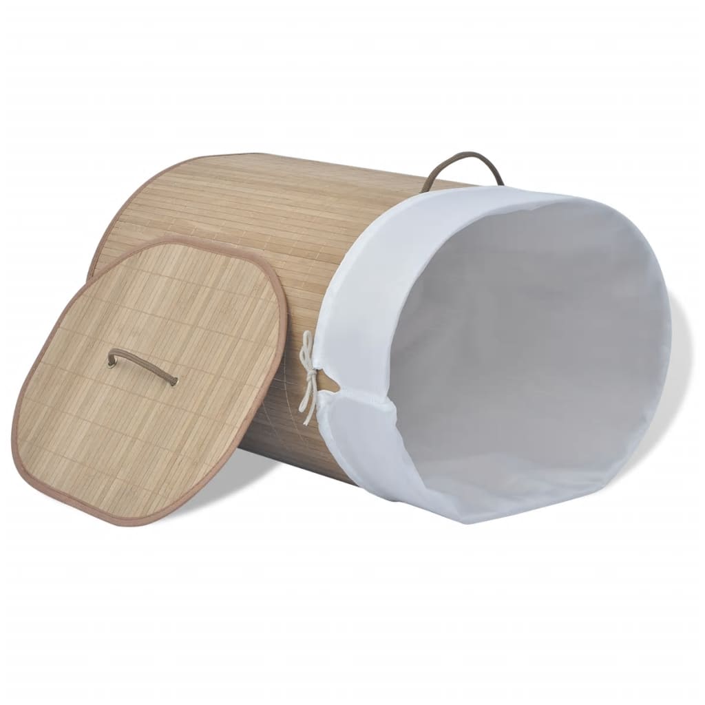 Bamboo Laundry Basket Oval Natural