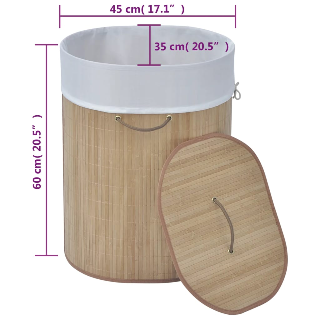 Bamboo Laundry Basket Oval Natural