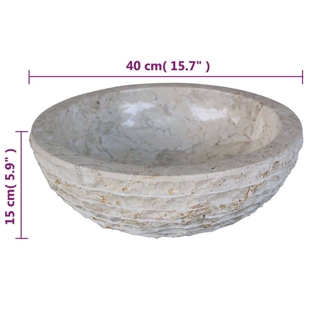 Waschbecken Marmor 40 cm Creme