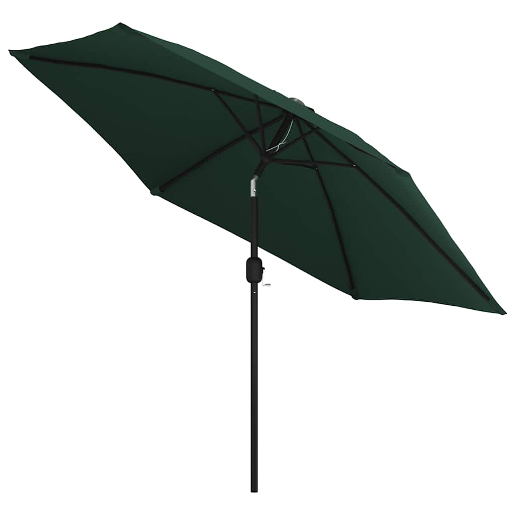 Cantilever umbrella with LED lighting 3 m green