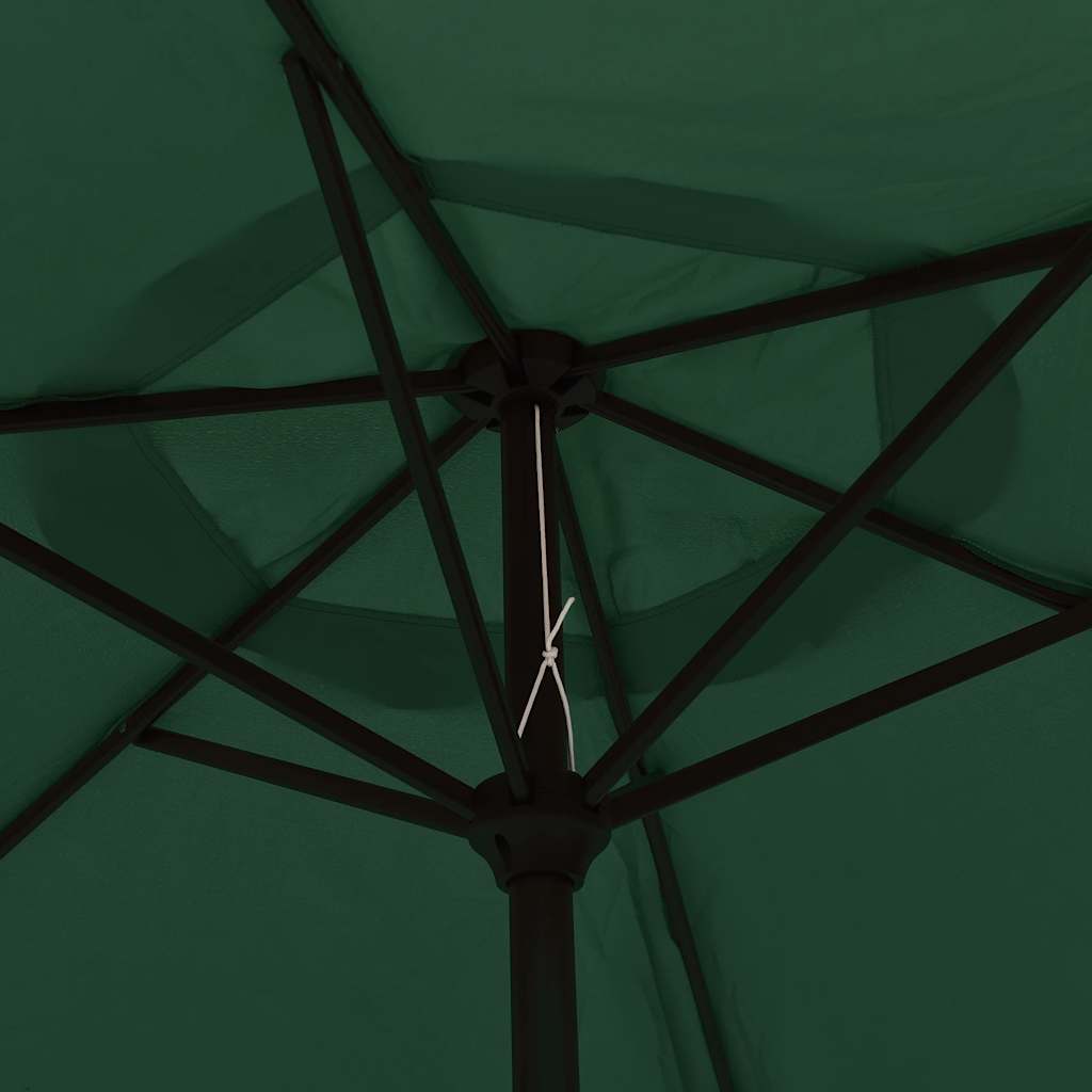 Cantilever umbrella with LED lighting 3 m green